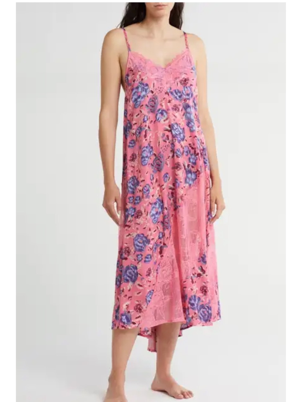 Free People FIRST DATE
PRINTED MAXI SLIP in Sweet Pink Combo, Size Small, NWT